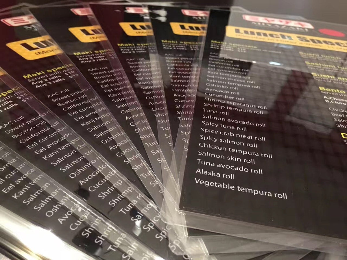 Laminated Menu 8.5 x 11