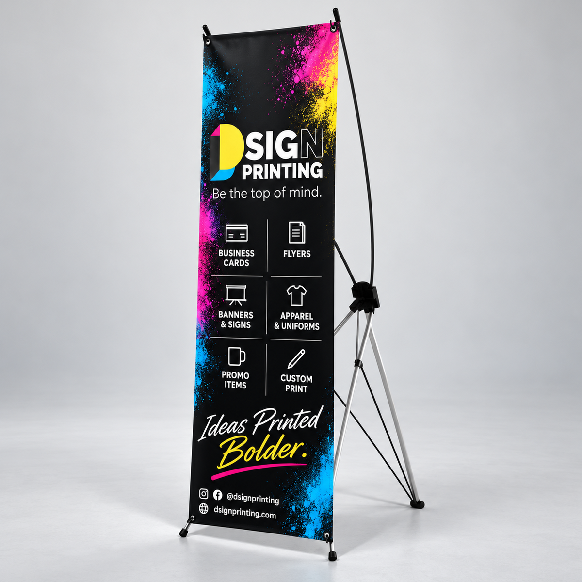 Dsign Printing 24 × 60 inch X-Style banner stand with printed banner